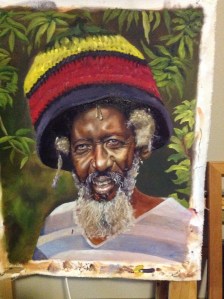 Asher Mains paints a portrait of Johnny, cocoa farmer